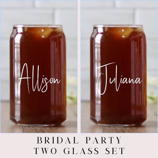 Chique wit script bachelorette party bruiloft blikvorm glas