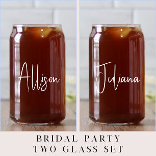 Chique wit script bachelorette party bruiloft blikvorm glas