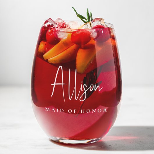 Chique wit script bruids feest bruiloft wijnglas zonder voet