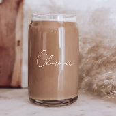 Chique wit script Monogram Bachelorette Party Blikvorm Glas