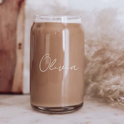 Chique wit script Monogram Bachelorette Party Blikvorm Glas