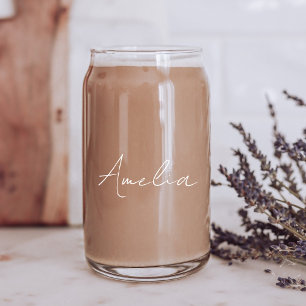 Chique wit script monogram blikvorm glas