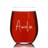 Chique wit script monogram wijnglas zonder voet