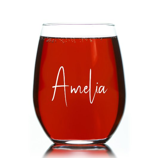 Chique wit script monogram wijnglas zonder voet