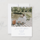 Chique wit script paar foto opslaan van de datum K Save The Date (Voorkant)