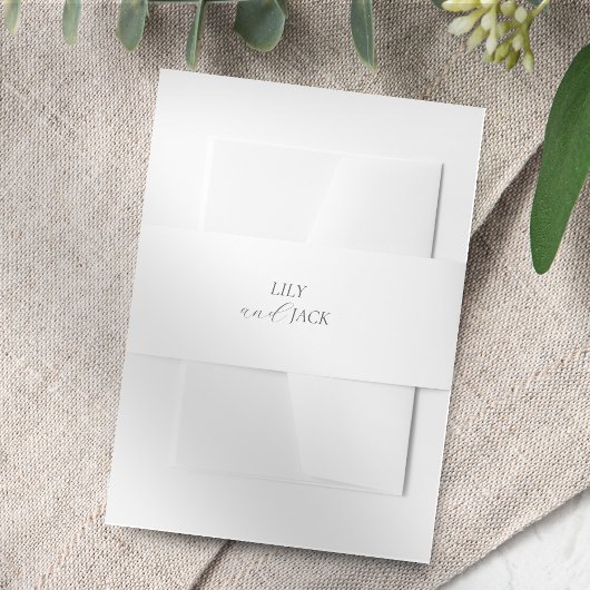 Chique wit script paar namen bruiloft uitnodigingen wikkel