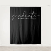 Chique wit script zwart Afstuderen achtergrond Wandkleed (Voorkant)