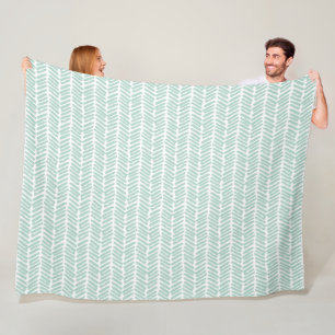 Chique wit zeeglas groen Abstract Chevron Fleece Deken
