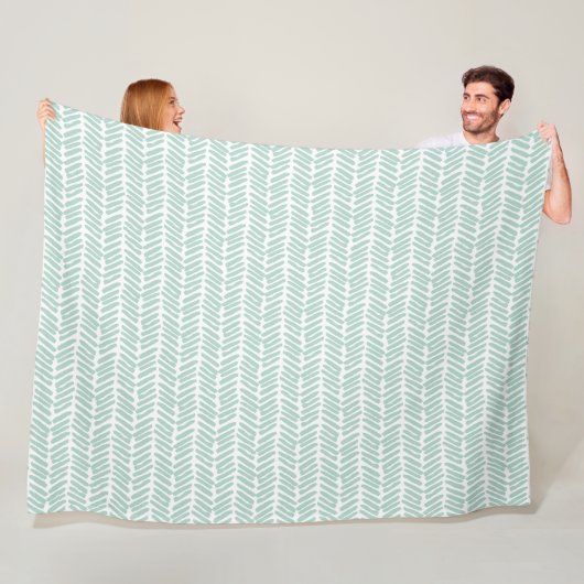Chique wit zeeglas groen Abstract Chevron Fleece Deken (In situ)