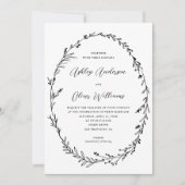 Chique wit zwart rustieke wilde bloem krans bruilo kaart (Voorkant)