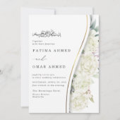 Chique witte bloemen bladeren islamitische moslim  kaart (Voorkant)