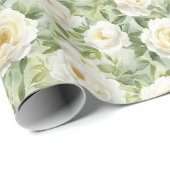 Chique Witte Bloemen Bruidsfeest Cadeaupapier (Rol Hoek)
