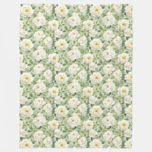 Chique Witte Bloemen Bruidsfeest Fleece Deken
