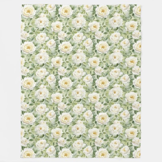 Chique Witte Bloemen Bruidsfeest Fleece Deken (Voorkant)