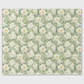 Chique witte bloemen bruidsshowers cadeaupapier (Vlak)