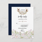 Chique Witte Bloemen Geweien Handgeschreven RSVP (Voorkant / Achterkant)