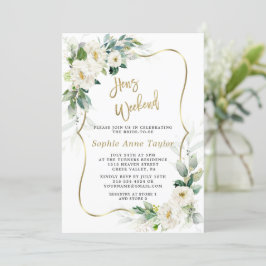 Chique Witte Bloemen Gouden Kippen Bachelorette We Kaart