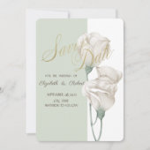 Chique Witte Bloemen Rozen Bewaar De Datum Save The Date (Voorkant)