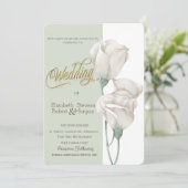 Chique Witte Bloemen Rozen Bruiloft Kaart (Staand voorkant)