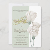 Chique Witte Bloemen Rozen Bruiloft Kaart (Voorkant)