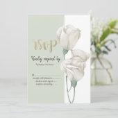 Chique Witte Bloemen Rozen RSVP Kaart (Staand voorkant)