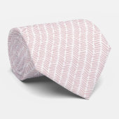 Chique Witte Blush Roze Abstract Chevron Stropdas (Opgerold)