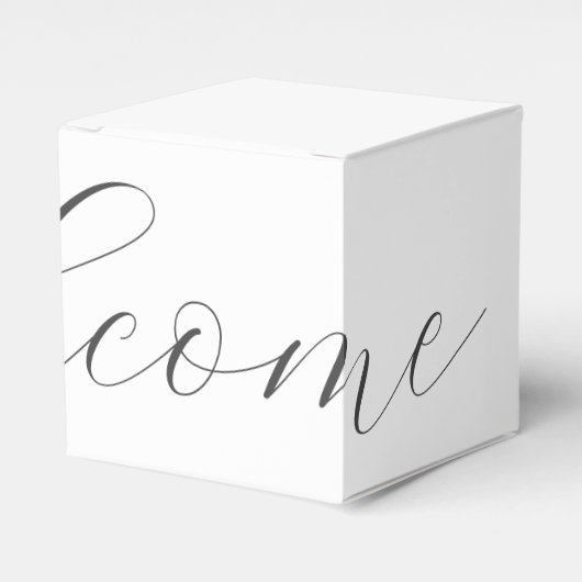 Chique witte bruiloft welkom | Bedankt Favoriet Bo Bedankdoosjes (Voorkant Zijde)