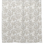 Chique witte crème bloem douchegordijn (Voorkant)