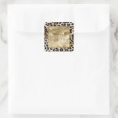 Chique witte crème Leopard gouden glitter Vierkante Sticker (Tas)