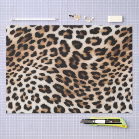 Chique witte crème luipaard print tissuepapier (Craft)