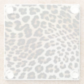 Chique witte crème zwart luipaard print glazen onderzetter (Achterkant)