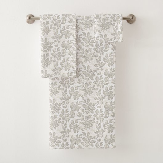 Chique witte crèmelaat bloem bad handdoek (Insitu)