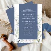 Chique witte en blauwe bloemenbruiloft, marine kaart