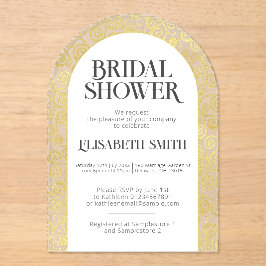 Chique witte en gouden bloeiende winter bruidsuitn acryl uitnodigingen