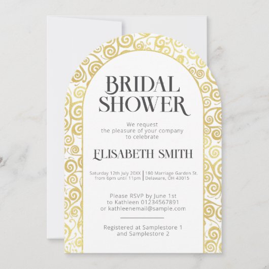 Chique witte en gouden bloeiende winter bruidsuitn kaart (Voorkant)