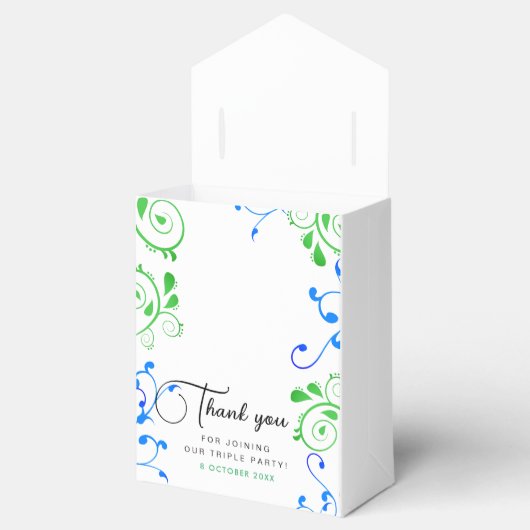 Chique witte erwten in een Pod Baby Triplet Joint Bedankdoosjes (Geopend)