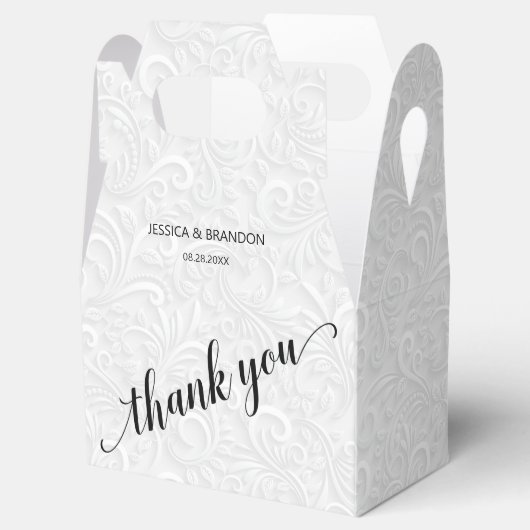 Chique witte filigraan bruiloft dank u bedankdoosjes (Geopend)
