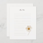 Chique witte geperste bloem in gevoerd briefpapier (Voorkant / Achterkant)