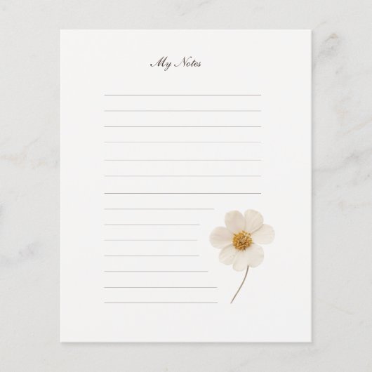 Chique witte geperste bloem in gevoerd briefpapier (Voorkant)