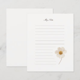 Chique witte geperste bloem in gevoerd briefpapier