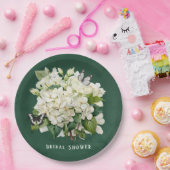 Chique witte hortensia en vlinder Vrijgezellenfees Papieren Bordje (Feest)