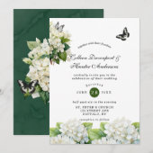 Chique witte Hydrangea vlinder bruiloft uitnodigin Kaart (Voorkant / Achterkant)