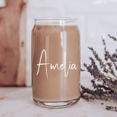 Chique witte kalligrafie script monogram blikvorm glas