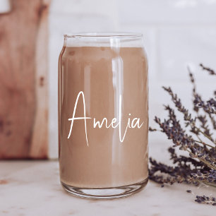 Chique witte kalligrafie script monogram blikvorm glas