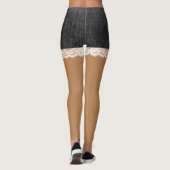 Chique witte kant faux zwarte shorts jeans leggings (Achterkant)