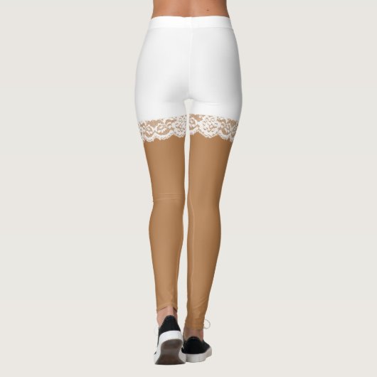Chique witte kanten faux shorts leggings (Achterkant)