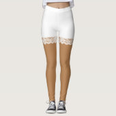 Chique witte kanten faux shorts leggings (Voorkant)