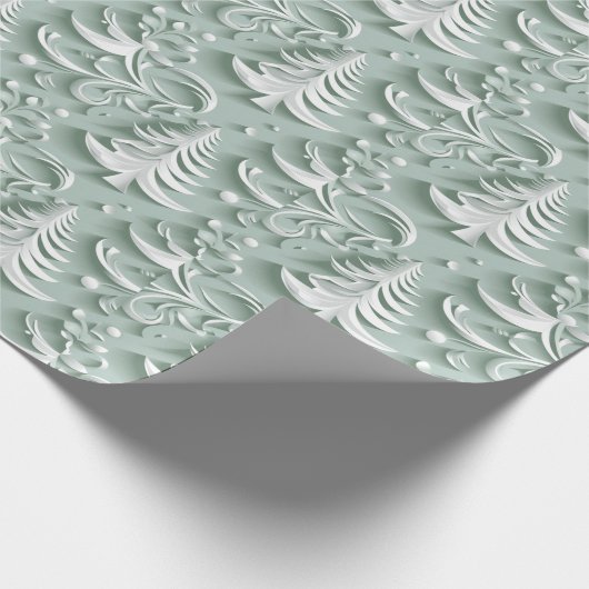 Chique witte kerstverpakking met bomen cadeaupapier (Hoek)