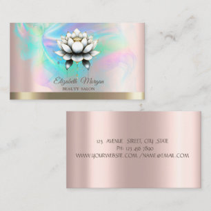 Chique Witte Lotus Holografische Inkt Roze Goud Visitekaartje