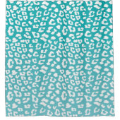 Chique witte luipaardvlekken op turquoise douchegordijn (Voorkant)